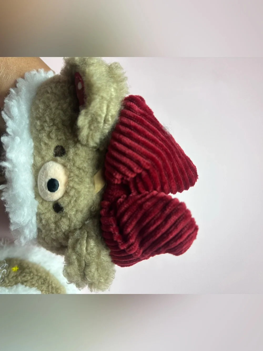 Snowball Cub Hooded Doll Keychain in Beige with White Trim